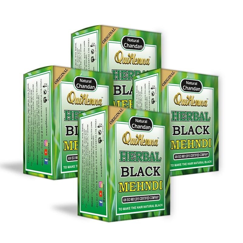 QuikHenna Herbal Black Mehndi for Men and Women 65gm | 100% Grey Coverage