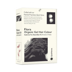 Quikhenna Flora Double Use Tint Organic Gel Hair Color – Natural Black 1N, Ammonia-Free, Long-Lasting, Organic & Vegan, Dual Application