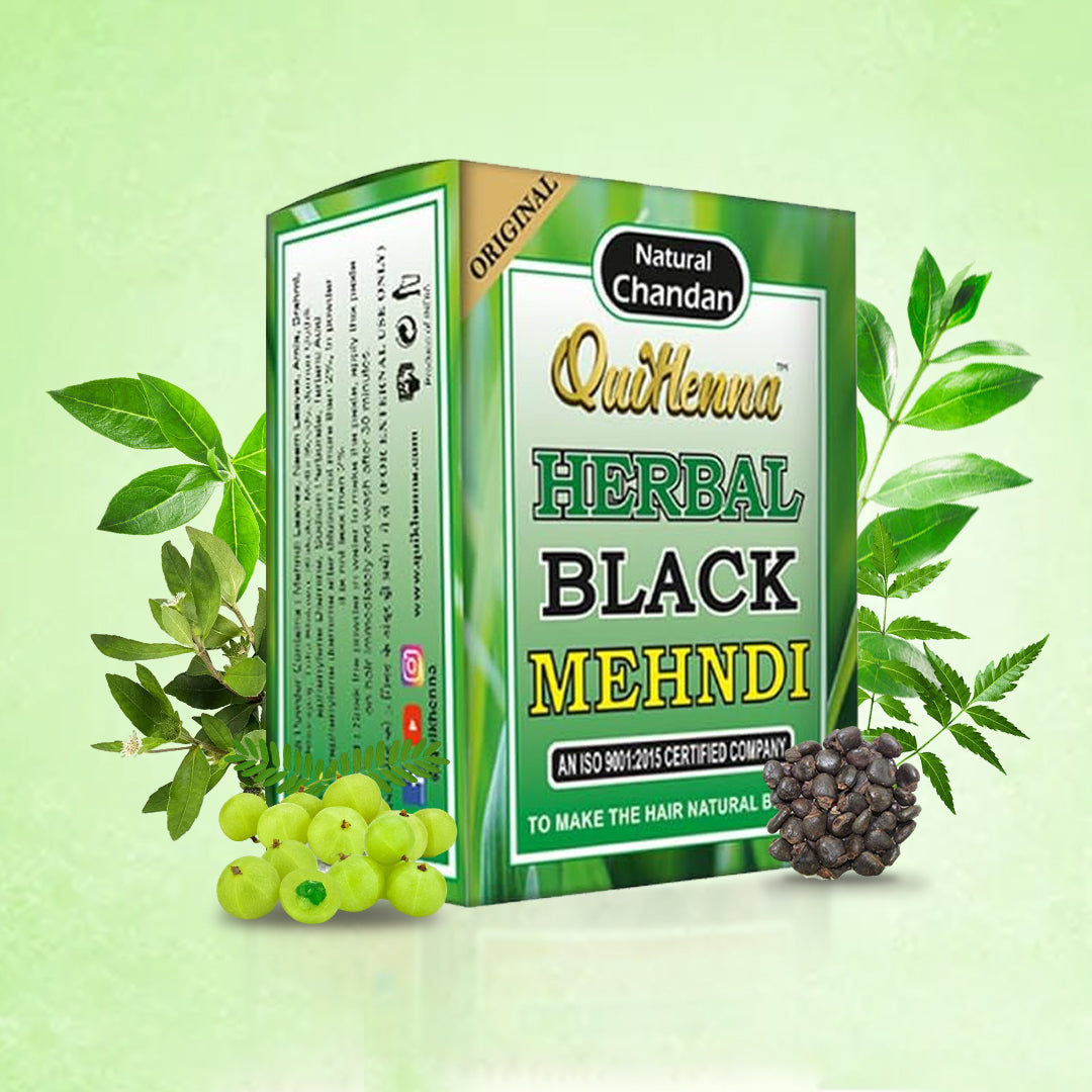 QuikHenna Herbal Black Mehndi for Men and Women 65gm | 100% Grey Coverage