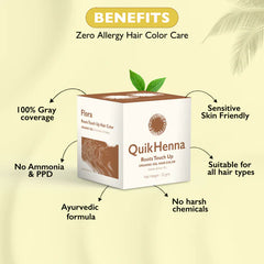 Quikhenna Flora Organic Gel Roots Touch up Hair Color Infused with Zero Allergy Magical Quick Henna Compound - 4G Golden Brown