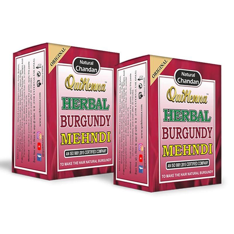 QuikHenna Herbal Burgundy Mehndi for Men and Women 65gm | 100% Grey Coverage