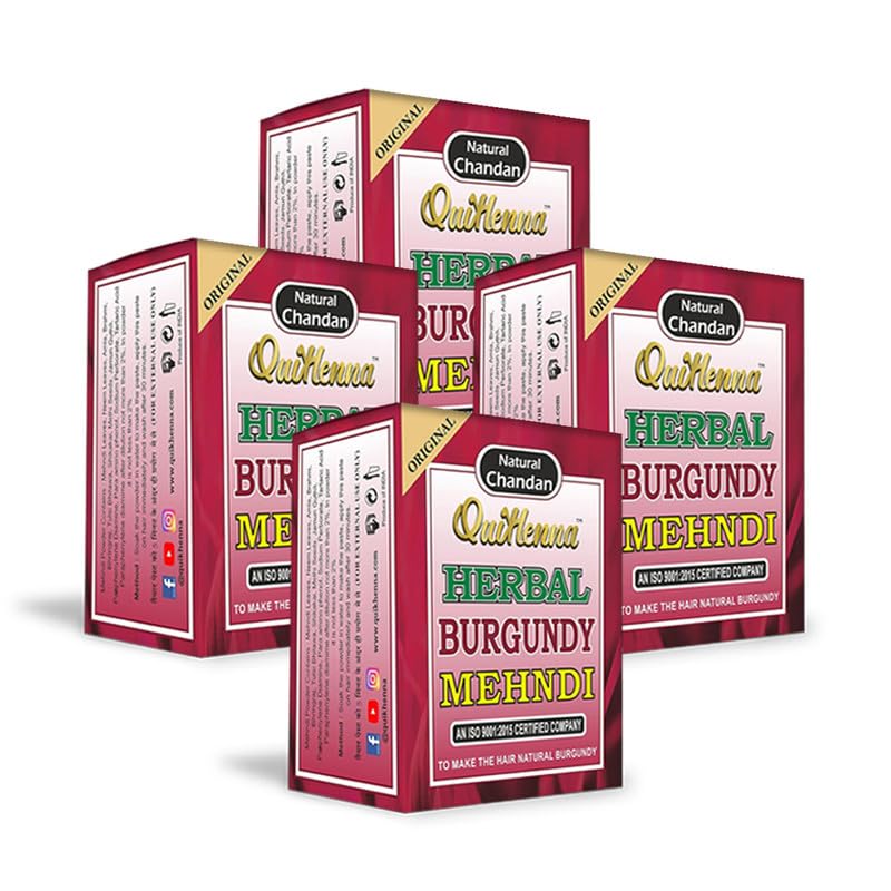 QuikHenna Herbal Burgundy Mehndi for Men and Women 65gm | 100% Grey Coverage