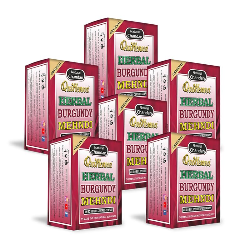 QuikHenna Herbal Burgundy Mehndi for Men and Women 65gm | 100% Grey Coverage