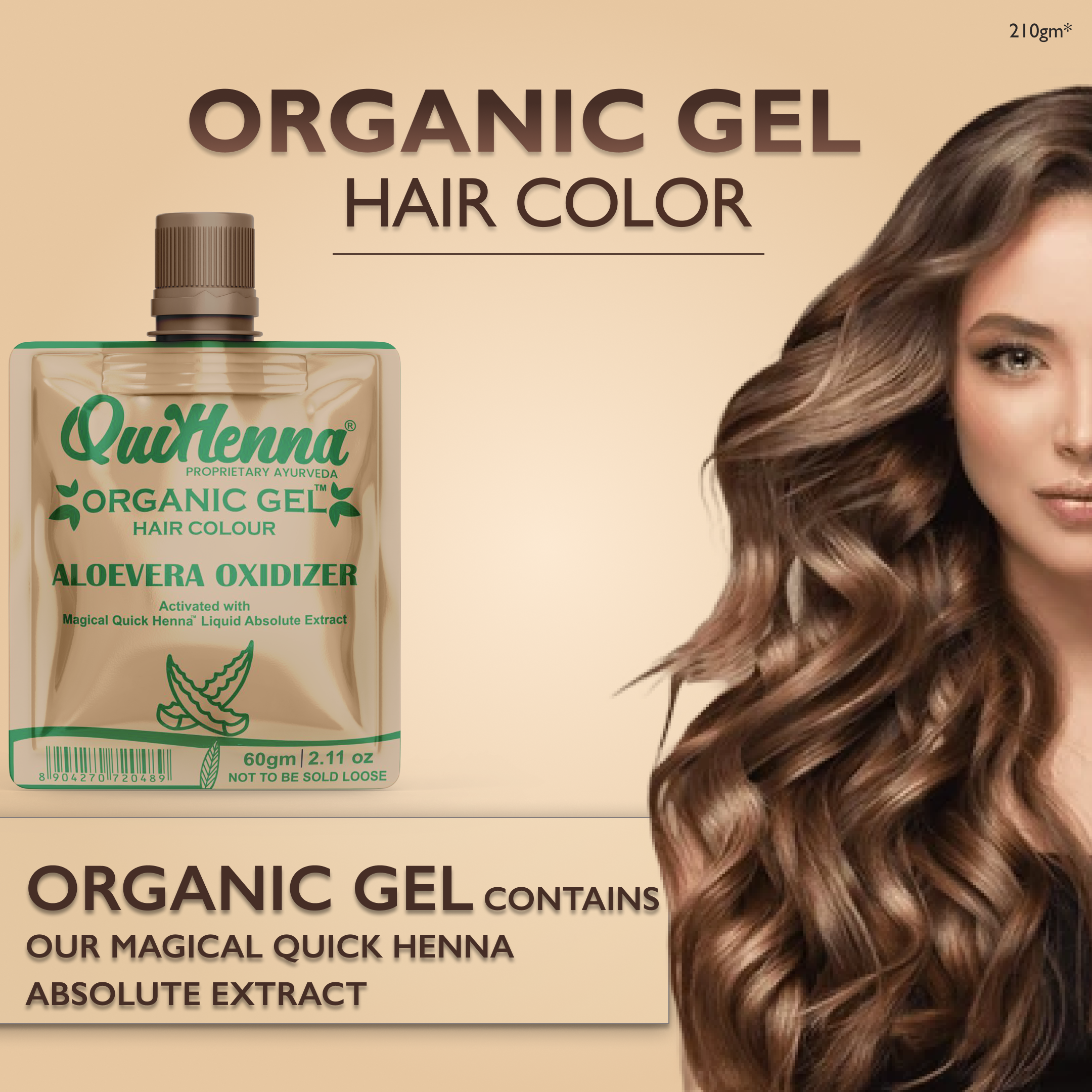 QuikHenna PPD & Ammonia Free Organic Gel Permanent Hair Colour 3N Dark Brown for Men & Women 210GM