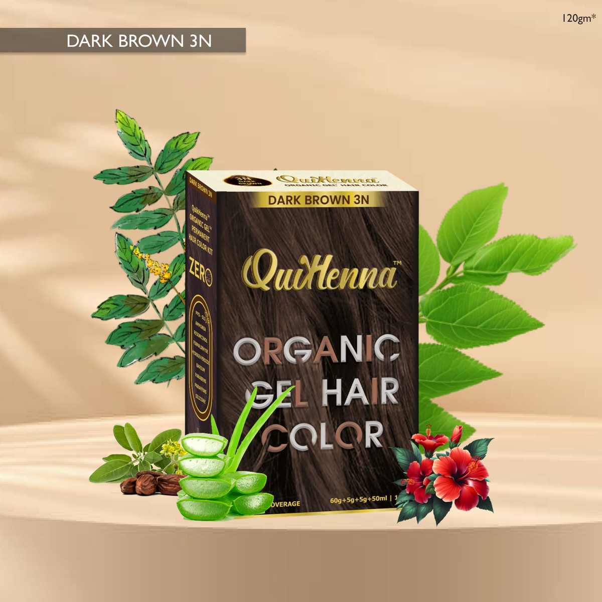 QuikHenna Zero Allergic 3N Dark Brown Damage Free Organic Gel Hair Color 120g