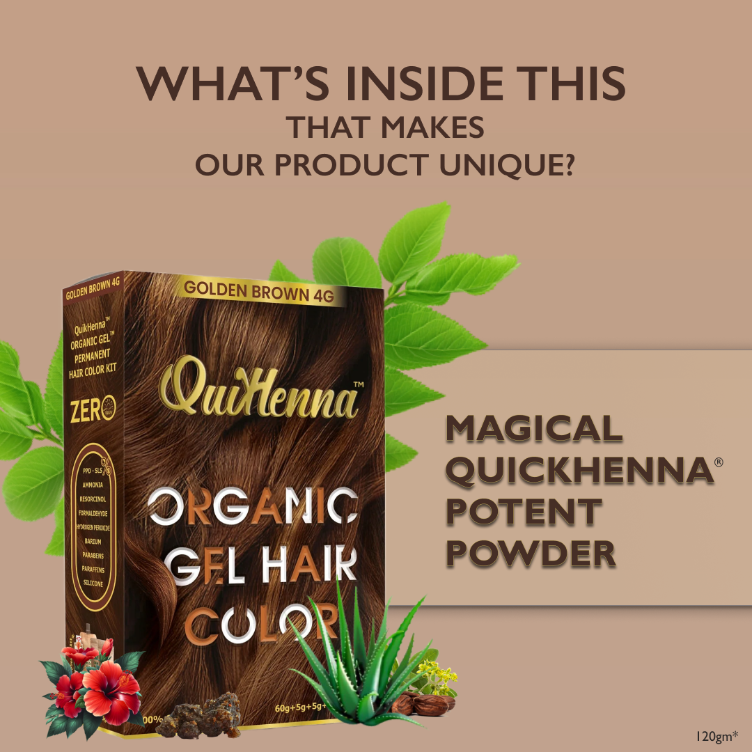 QuikHenna Damage Free Organic Gel Hair Color Golden Brown 4G 120g
