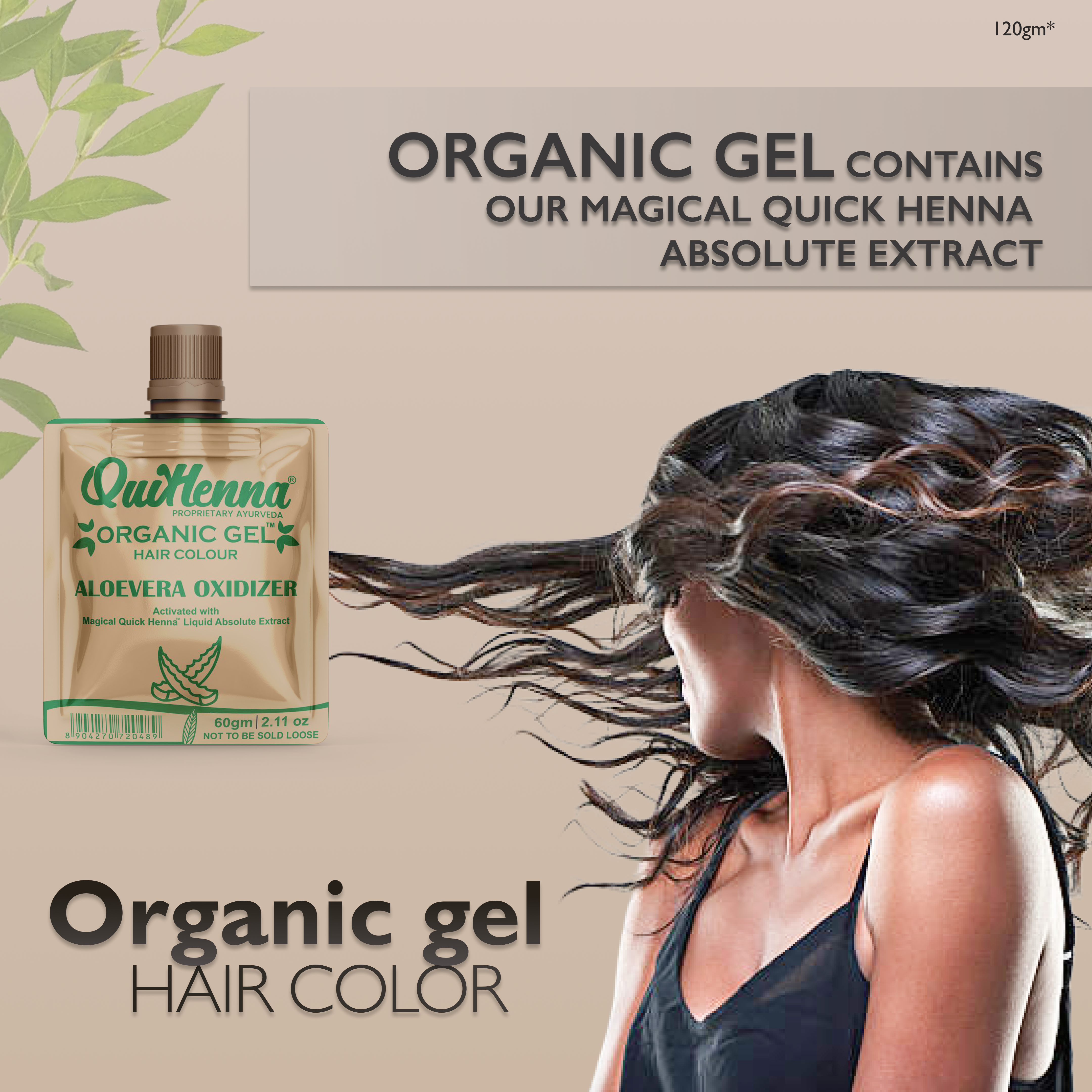 QuikHenna Zero Allergic 2G Ebony Black Damage Free Organic Gel Hair Color 120g