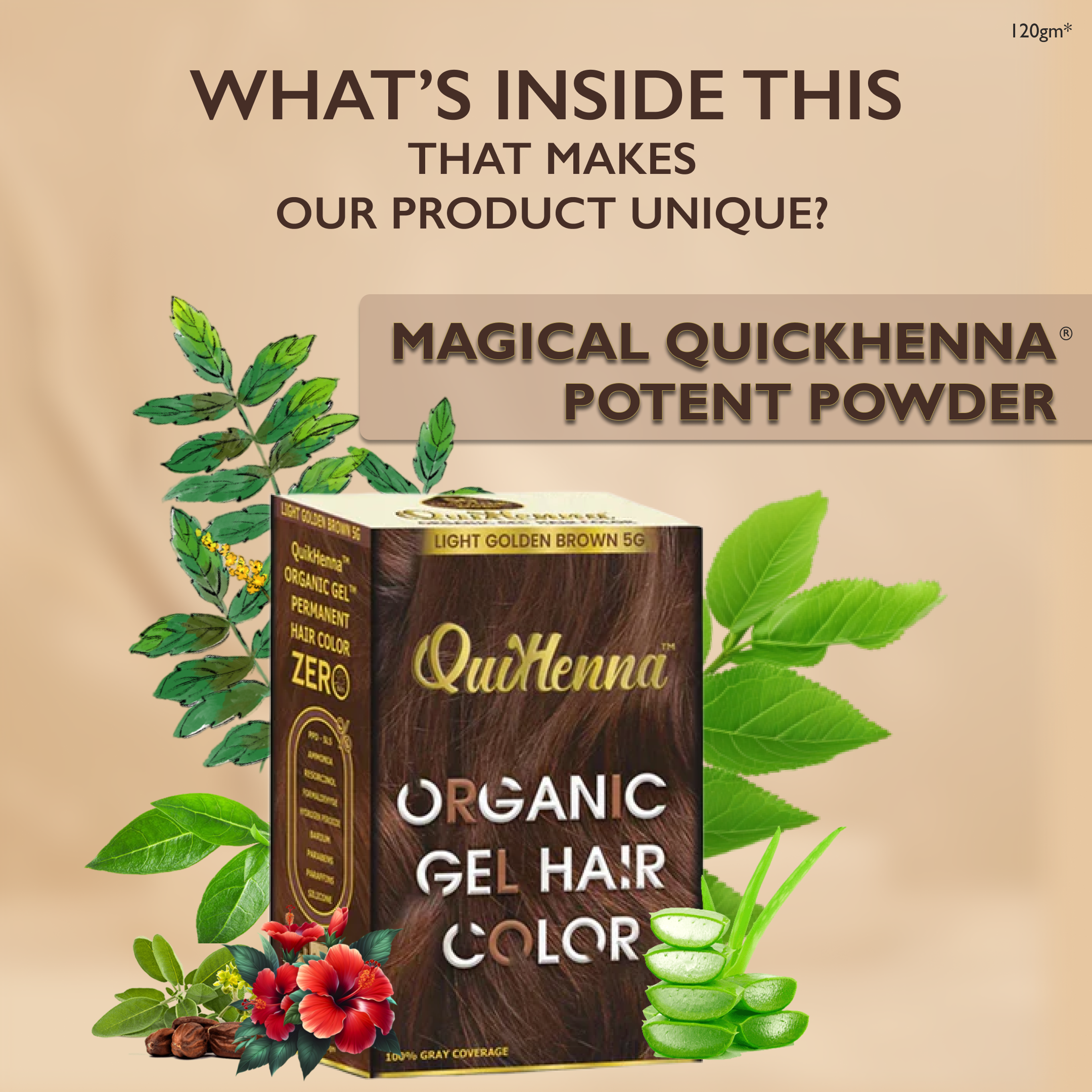 QuikHenna Zero Allergic 5G Light Golden Brown Damage Free Organic Gel Hair Color 120g