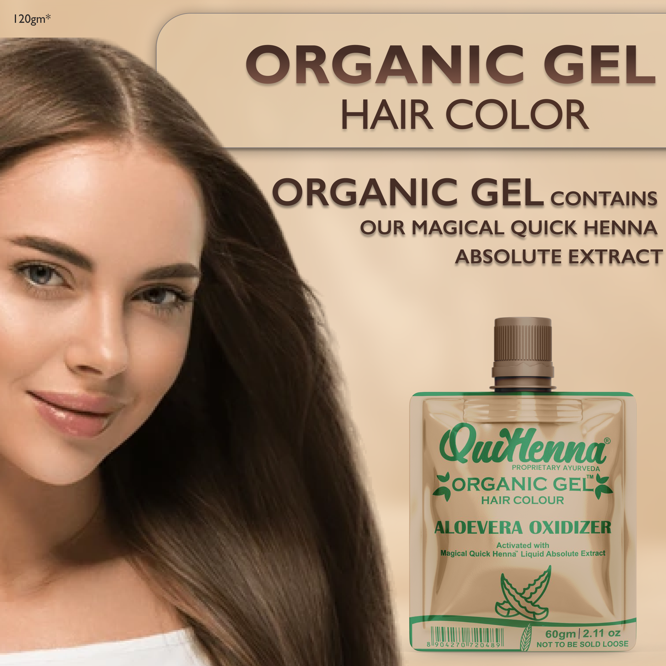 QuikHenna Zero Allergic 5G Light Golden Brown Damage Free Organic Gel Hair Color 120g