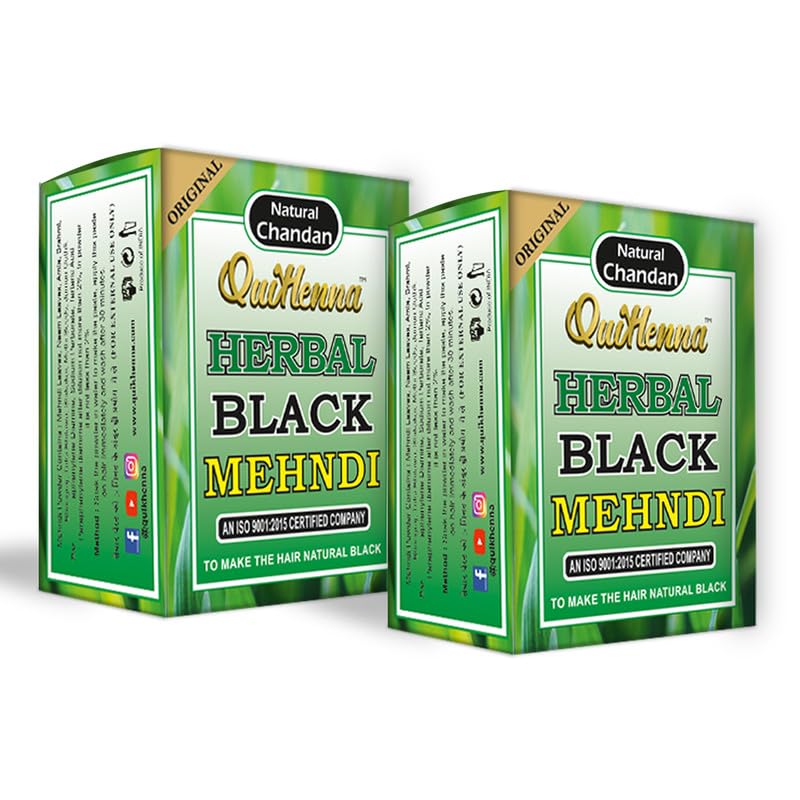 QuikHenna Herbal Black Mehndi for Men and Women 65gm | 100% Grey Coverage