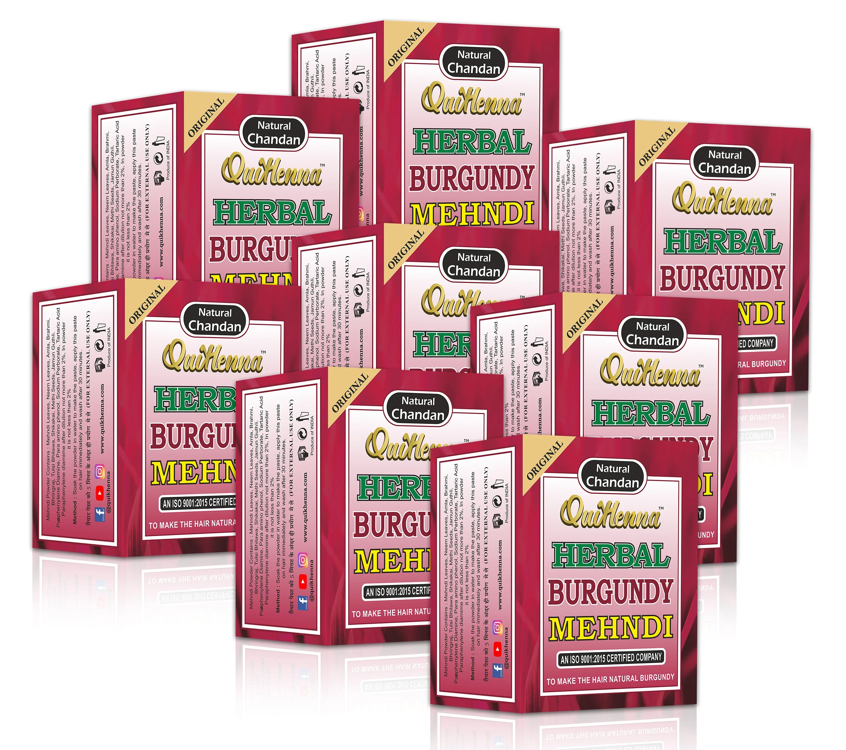 QuikHenna Herbal Burgundy Mehndi for Men and Women 65gm | 100% Grey Coverage