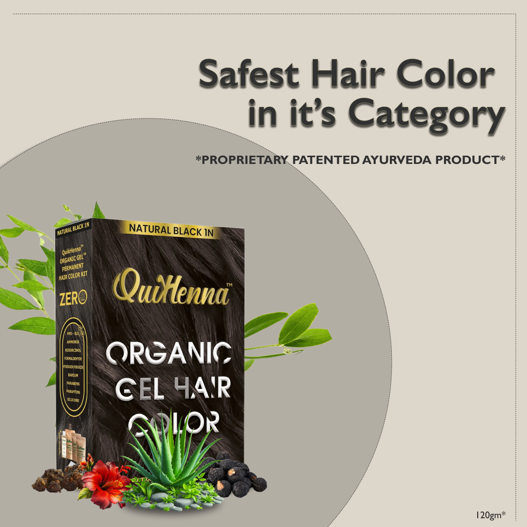 QuikHenna Zero Allergic 1N Natural Black Damage Free Organic Gel Hair Color 120g