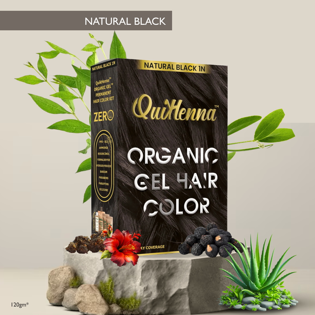 QuikHenna Zero Allergic 1N Natural Black Damage Free Organic Gel Hair Color 120g