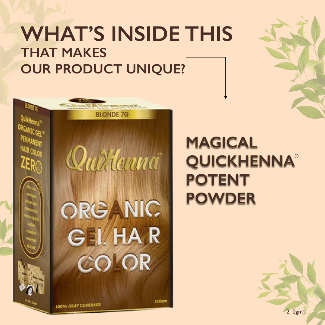 QuikHenna PPD & Ammonia Free Organic Gel Hair Colour 7G Blonde for Men & Women 210GM
