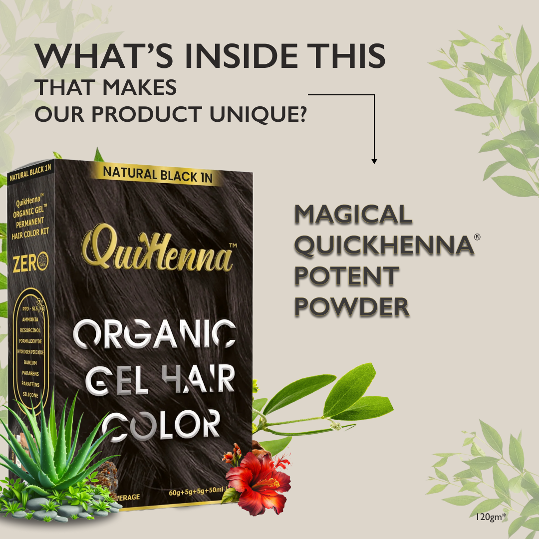 QuikHenna Zero Allergic 1N Natural Black Damage Free Organic Gel Hair Color 120g