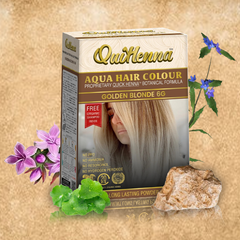 QuikHenna AQUA Powder Hair Color 6G Golden Blonde For Men & Women, 110GM | Permanent Long Lasting Hair Color | Free From PPD, Resorcinols, Peroxides, Ammonia & Harsh Chemicals