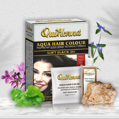 QuikHenna, AQUA Powder Hair Color 2N Soft Black for Men & Women, 110GM | Permanent Long Lasting Hair Color | Free from PPD, Resorcinols, Peroxides, Ammonia & Harsh Chemicals