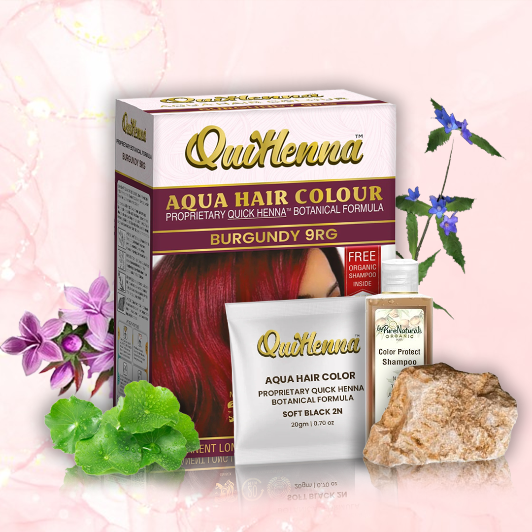 QuikHenna, AQUA Powder Hair Color 9RG Burgundy for Men & Women, 110GM | Permanent Long Lasting Hair Color | Free from PPD, Resorcinols, Peroxides, Ammonia & Harsh Chemicals