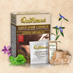 QuikHenna AQUA Powder Hair Color 4N Medium Brown For Men & Women, 110GM | Permanent Long Lasting Hair Color | Free From PPD, Resorcinols, Peroxides, Ammonia & Harsh Chemicals