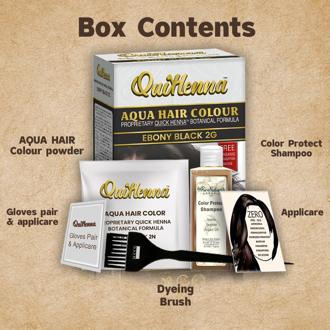 QuikHenna, AQUA Powder Hair Color 3N Dark Brown for Men & Women, 110GM | Permanent Long Lasting Hair Color | Free from PPD, Resorcinols, Peroxides, Ammonia & Harsh Chemicals