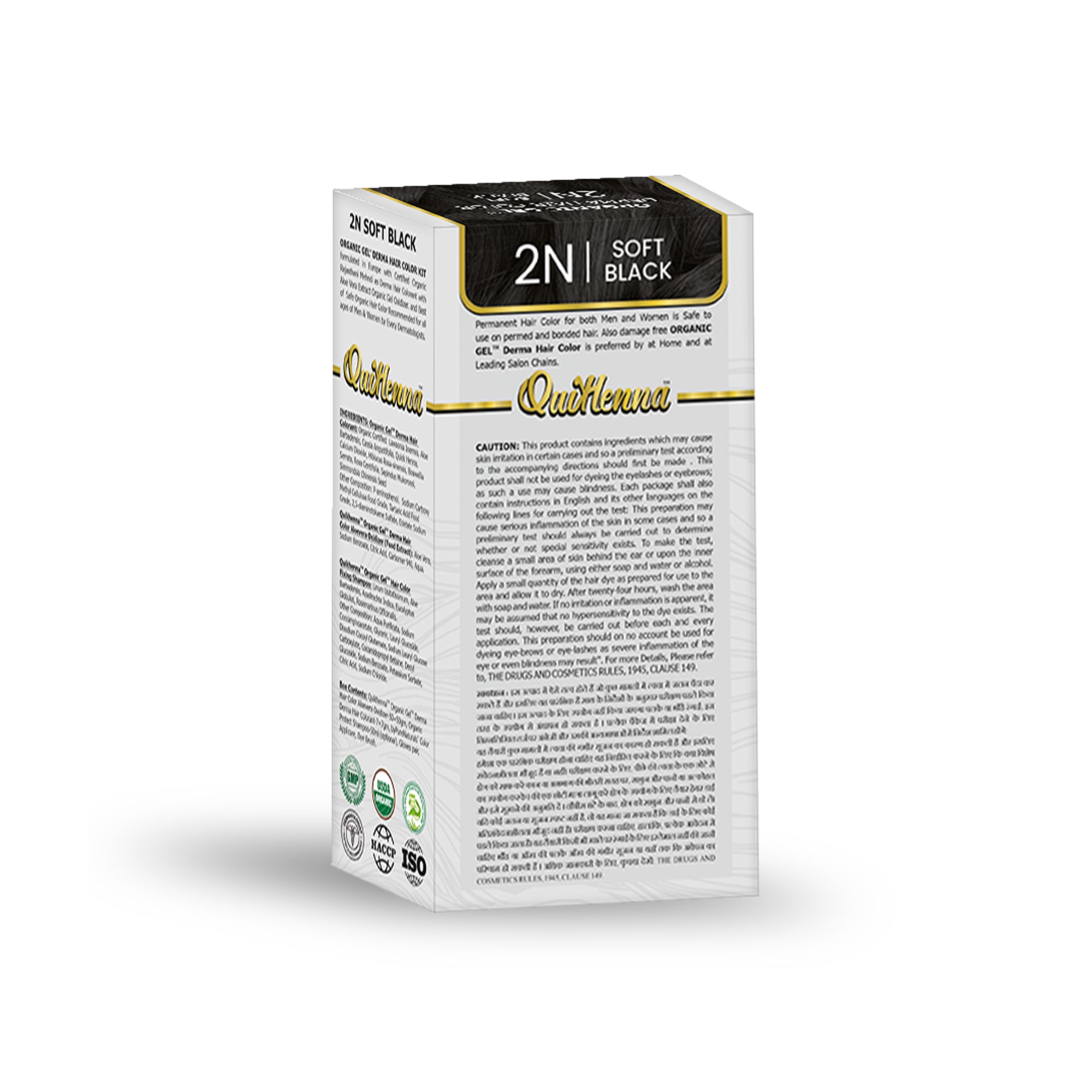 QuikHenna 2N Soft Black Organic Gel Derma Hair Color 165g (Pack of 2)