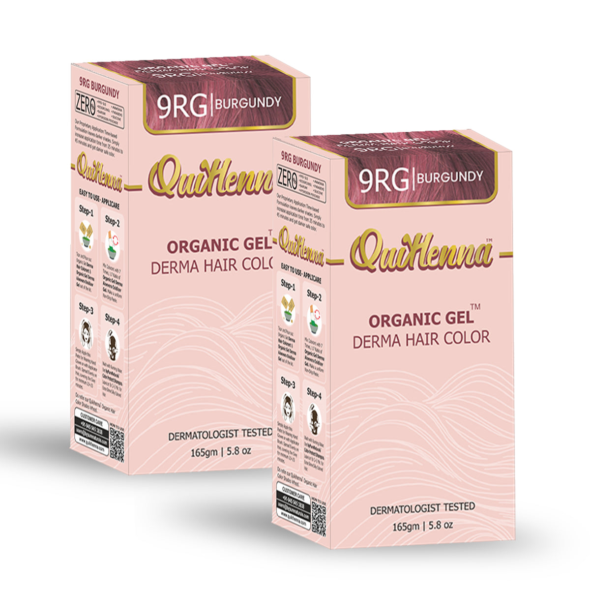 QuikHenna Organic Gel Derma Hair Color - 9RG Burgundy 165gm Pack of 2